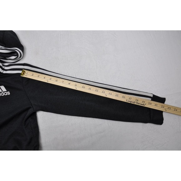 Adidas Hoodie Mens Large Black White Full Zip Three Stripe Logo Athletic Jacket - Picture 10 of 10